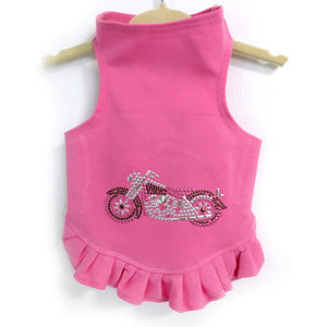 Studded Motorcycle Flounce Dress Pink