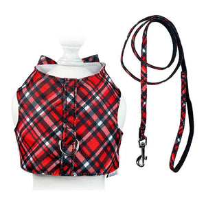 Red Plaid Harness Vest with Matching Leash