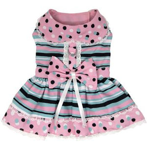 Dots & Stripes Harness Dress Pink Teal