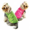 Reversible Puffer Dog Vest with Ruffle Trims - Lime/Pink