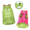 Reversible Puffer Vest with Ruffle Trims Lime and Pink
