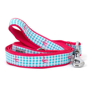 Gingham Flamingos Dog Lead