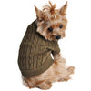 Combed Cotton Cable Knit Dog Sweater - Herb Green