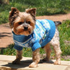 Combed Cotton Snowflake Hearts Dog Sweater Blue