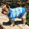 Blue Combed Cotton Snowflake and Hearts Dog Sweater